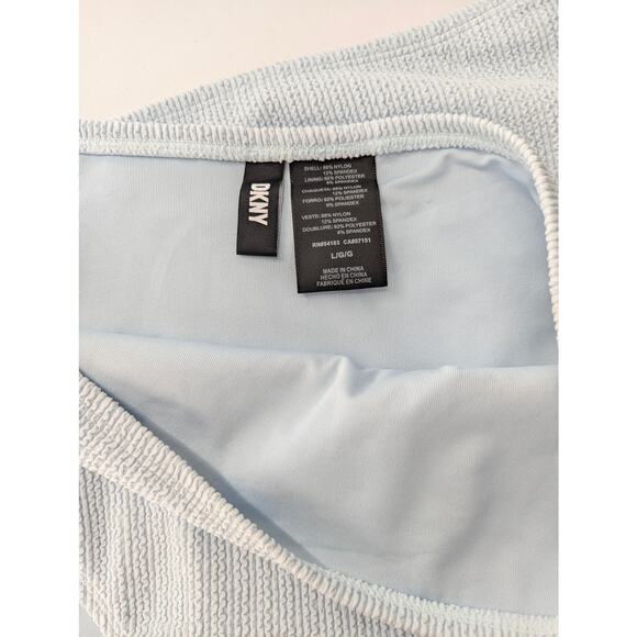 DKNY Swim Powder Blue Textured High Waist Bikini Bottoms Women’s Swimwear - Picture 8 of 12